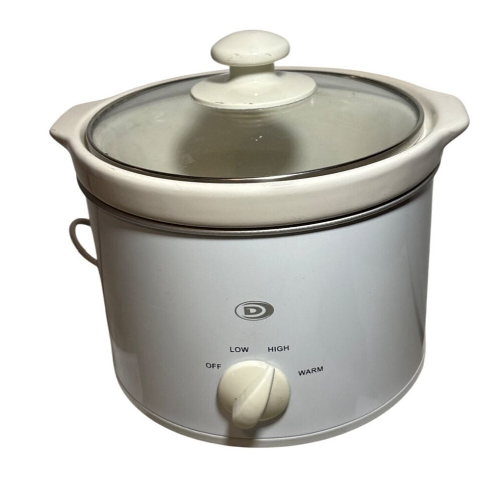 Slow Cooker 2 Qt White Glass Lid 3 Temp Settings Model MD-YHJ20B Durabrand